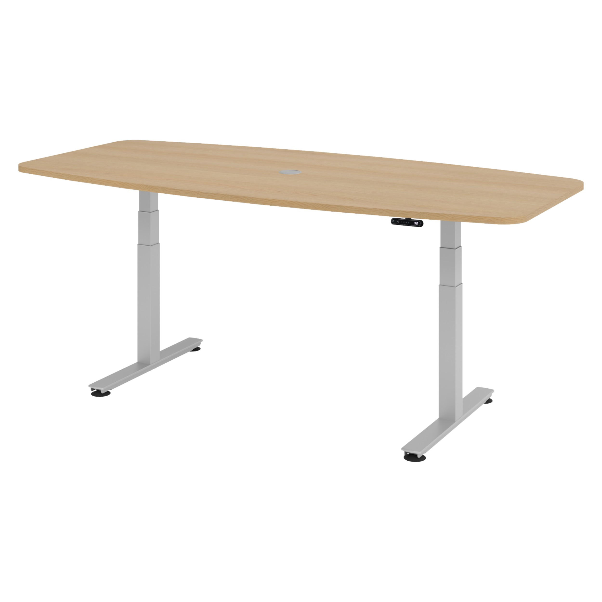 KONFERENZTISCH elektrisch XDSM22 103/220/74 cm in Eichefarben/Silberfarben - Eichefarben/Silberfarben, Holzwerkstoff (103/220/74cm) - bümö