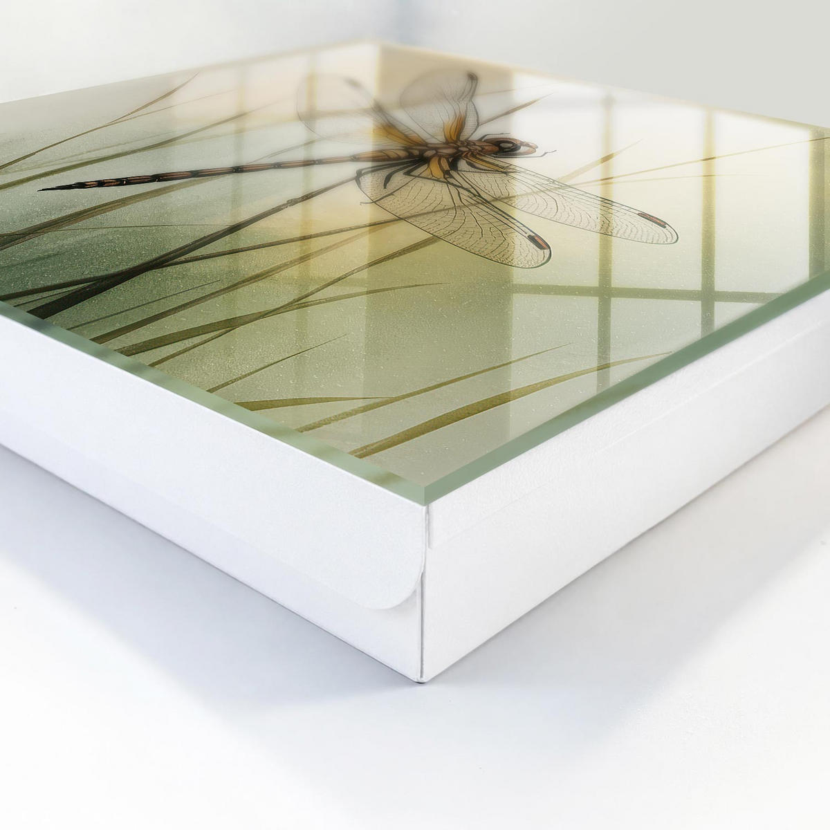 SCHLÜSSELBOX Weiß 30x30 cm – Türöffnung nach rechts - Libellennatur - Grün, Metall (30/30/5cm) - TULUP