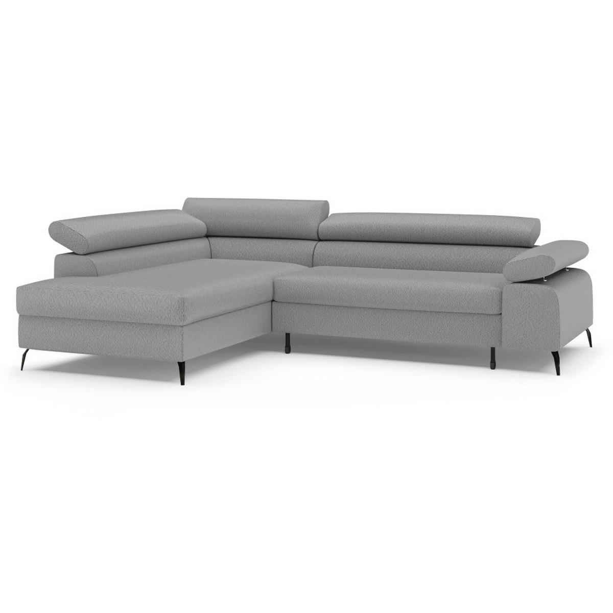 ECKSCHLAFSOFA Mellow mit Bettkasten, Grau, links - Schwarz/Grau, Textil (270/205cm) - Beautysofa