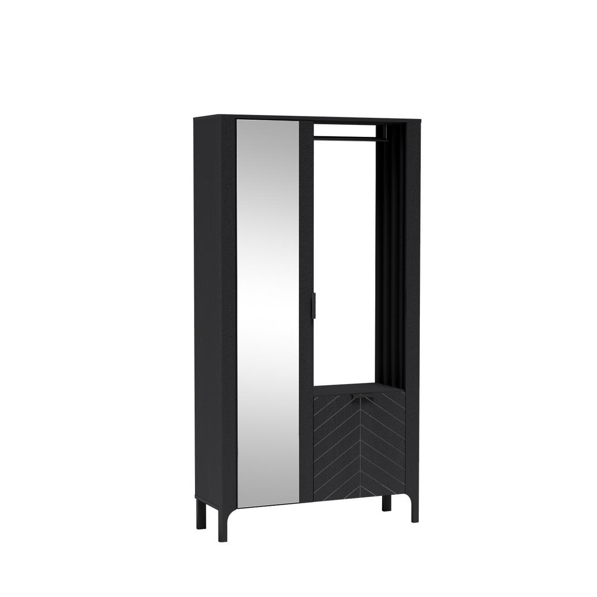 GARDEROBENSCHRANK ALICANTE 105/197/33 Modern Garderobenschrank Schwarz - Schwarz, Holzwerkstoff (105/197/33cm) - MASSENO