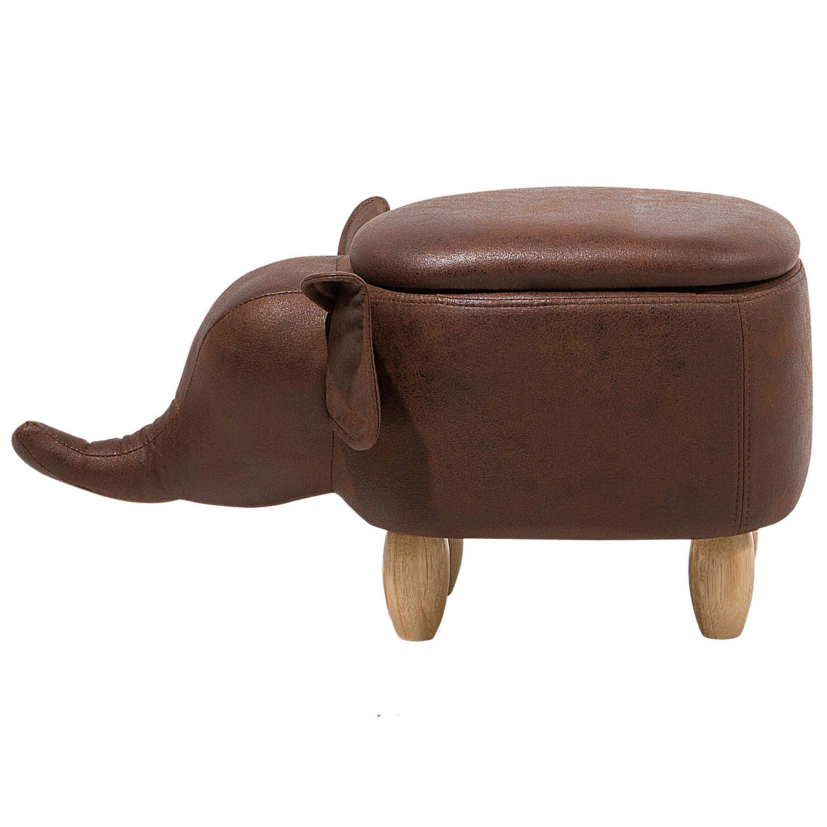 HOCKER Elephant 32/70/35 cm - Braun, Kunststoff/Textil (70/35/32cm) - Beliani