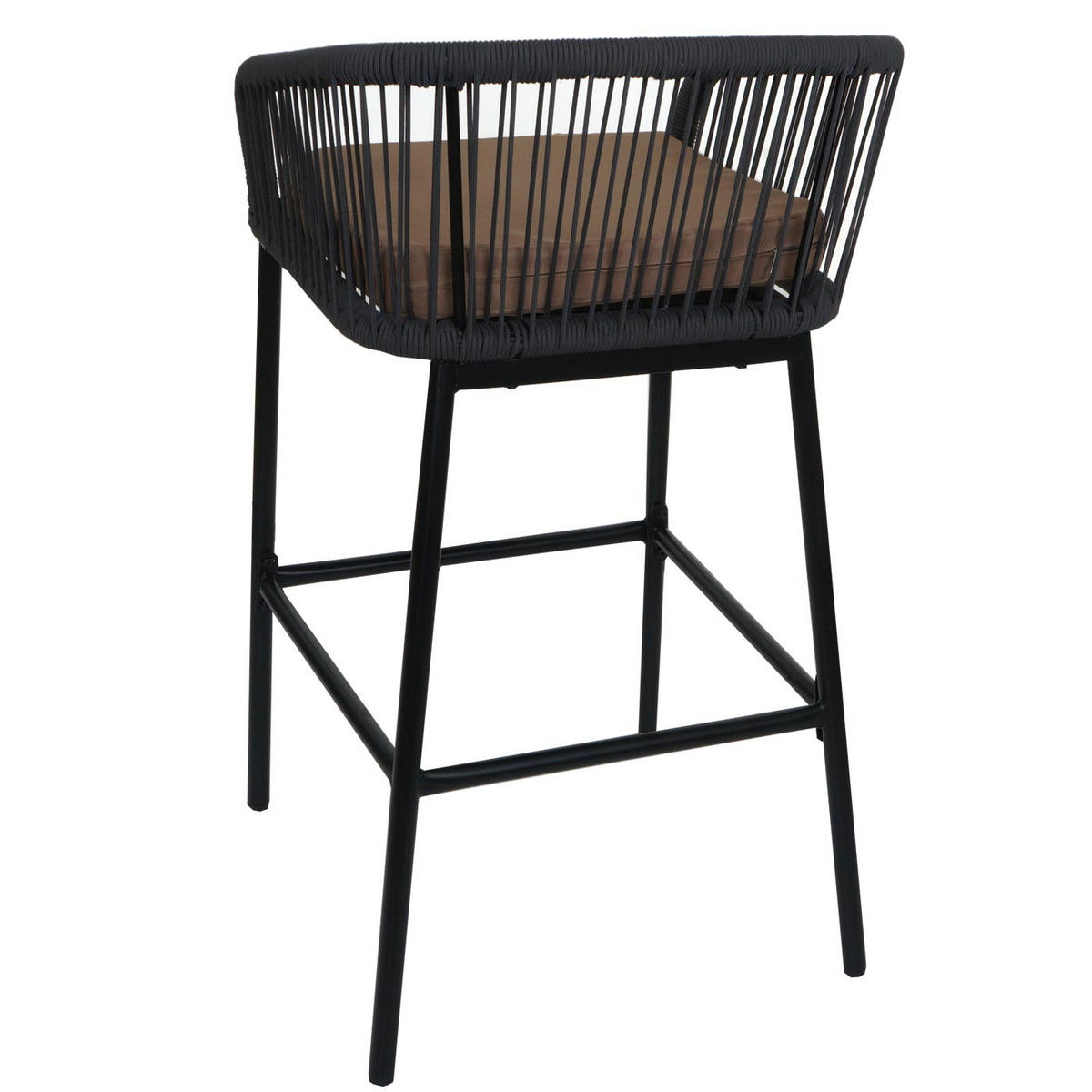 GARTENSTUHL 2er-Set HxBxT 92x51x53cm Sitzhöhe 76cm Seilgeflecht Metall Anthrazit Kissen Taupe - Anthrazit, Metall (51/92/53cm) - PROREGAL