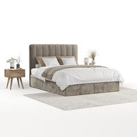 POLSTERBETT Vienna mit Stauraum 140/200 cm Beige im Lotta Stoff - Beige/Schwarz, Holz/Holzwerkstoff (140/200cm) - AltaBeds