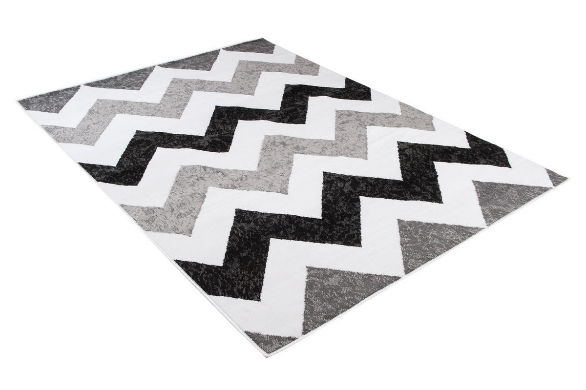 TEPPICH MAYA Grau Zig Zag Streifen 120/170 cm - Grau, Textil (120/170cm) - Tapiso