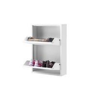 SCHUHSCHRANK schmal Metall mit Magnet 2 Klappen Weiß - Weiß, Metall (50/70/15cm) - Gowoll