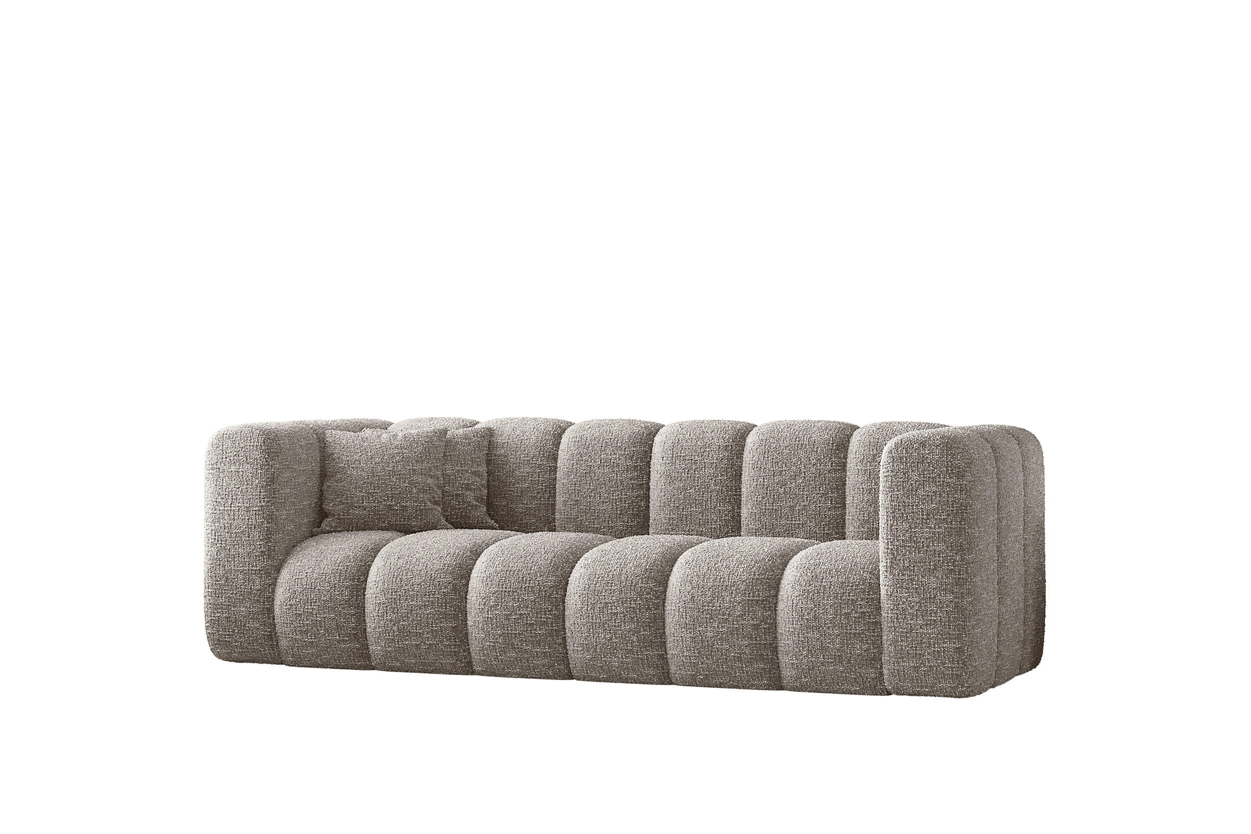 COUCH Dreisitzer-Sofa Grand Modular Stoff Haga Hellgrau - Hellgrau, Holz (230/70/91cm) - Kaiser Möbel