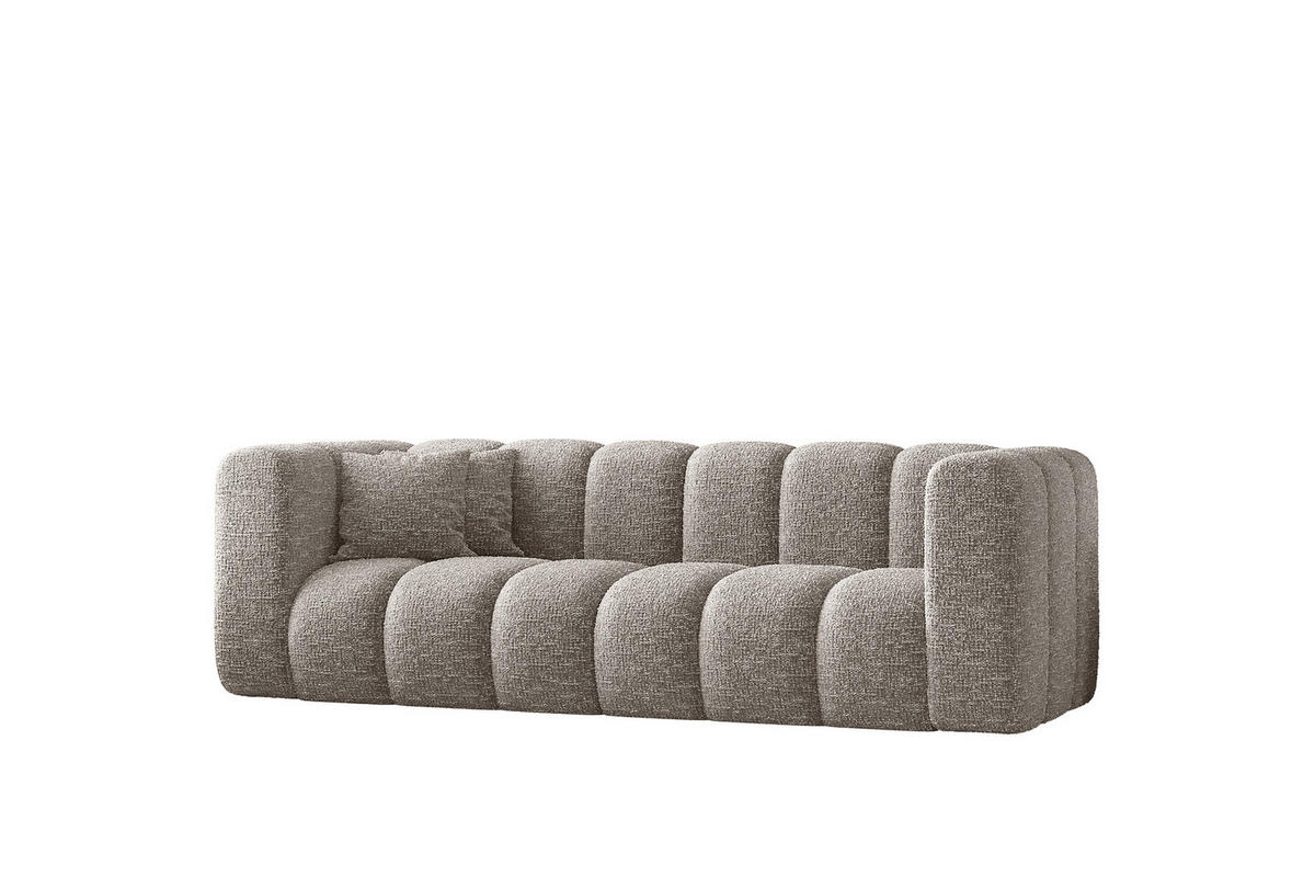 COUCH Dreisitzer-Sofa Grand Modular Stoff Haga Hellgrau - Hellgrau, Holz (230/70/91cm) - Kaiser Möbel