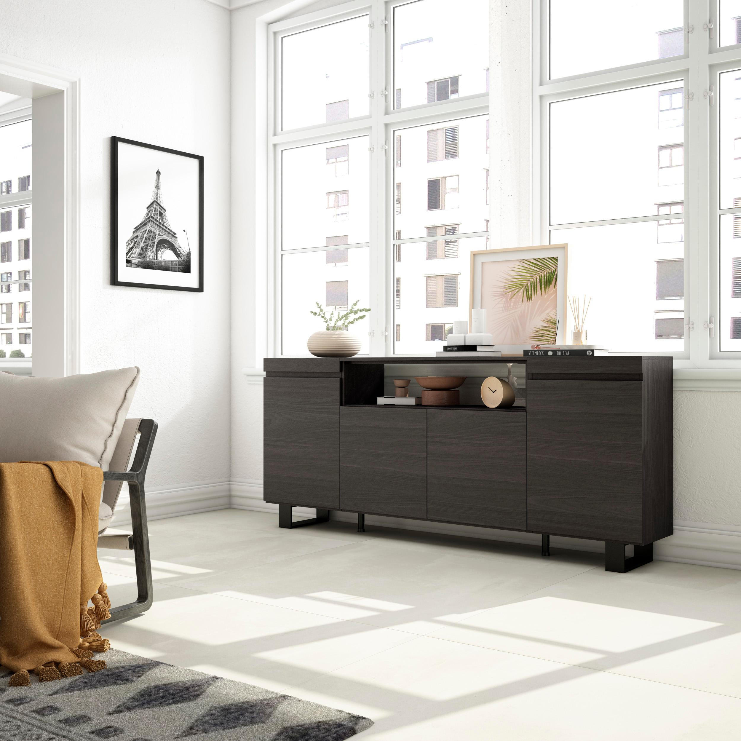 SIDEBOARD schwarz, 200/35/87cm - Schwarz, Holzwerkstoff (200/87/35cm) - Skraut Home