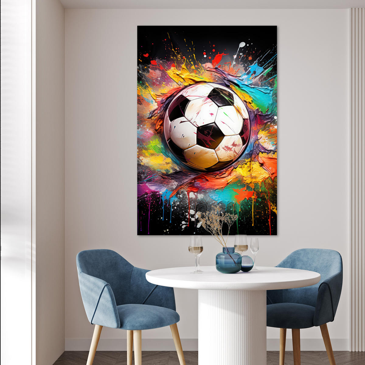 POSTER Fußball - Farbe - Farben - Schwarz - Weiß 80x120 cm - Weiß, Papier (80/120/0.1cm) - MuchoWow
