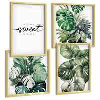 BILDER SET 4er Set - 50x50 cm & 40x60 cm Goldrahmen - Sweet Home Green Plants - Goldfarben, Kunststoff (50/50cm) - TULUP
