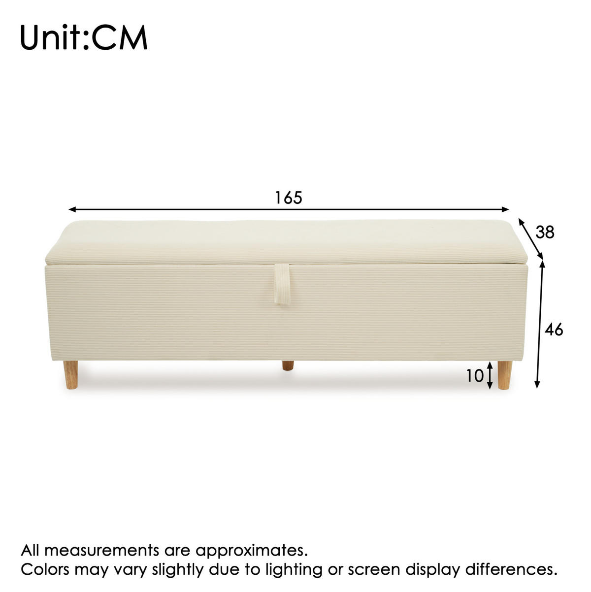 POLSTERBETT 160/200 cm mit LED-Beleuchtung, Kopfteil mit Stauraum und Bettbank, Beige - Beige, Holz (160/200cm) - Redom