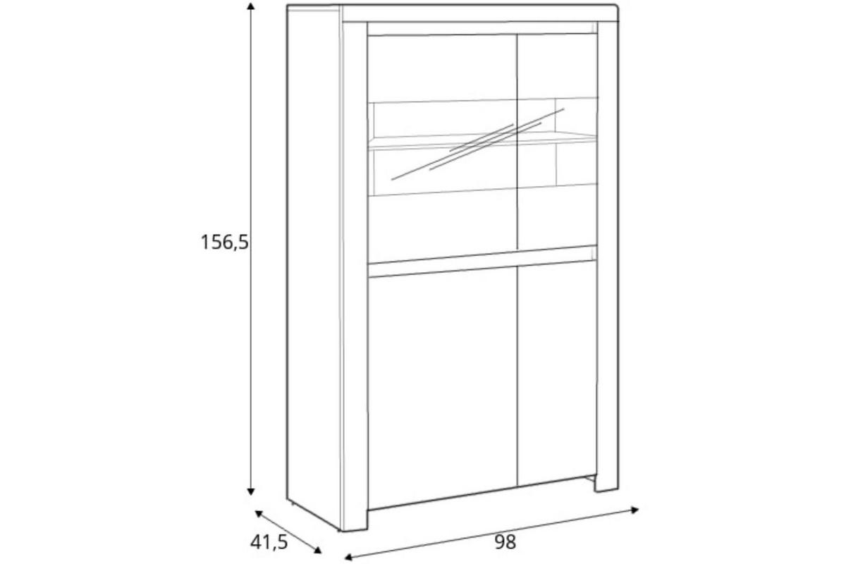 VITRINENSCHRANK DAMINO teilweise verglast, weiß - Eiche Wotan/Weiß, Holz (98/157/42cm) - KONSIMO®