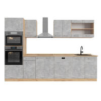 KUHINJSKI BLOK R-Line Beton/zlati hrast 300 cm z visoko omaro, DP Hrast - siva/medeni hrast, leseni material (300/206.8/60cm) - Vicco