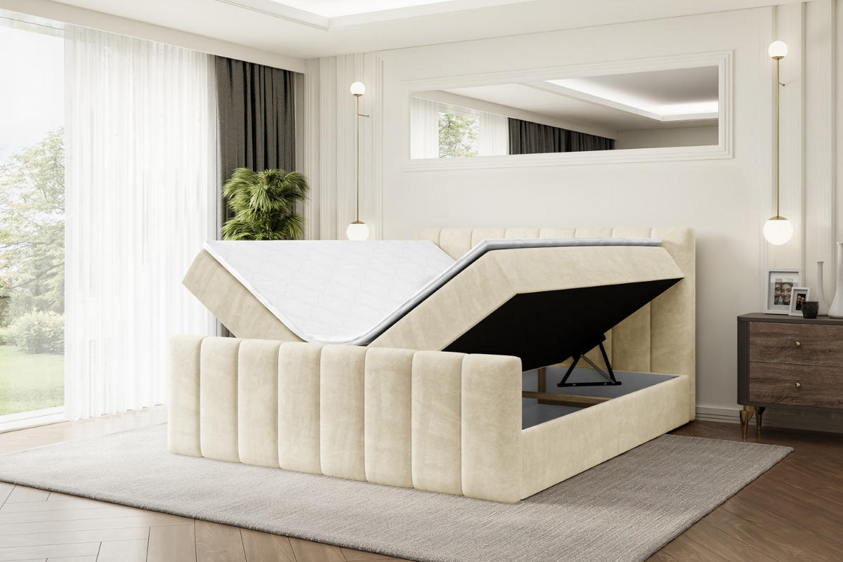 AMERICKÁ postel OTTA-Z – 200 x 200 cm – H3 – béžová - béžová, kompozitní dřevo (200/200cm) - ALTDECOR