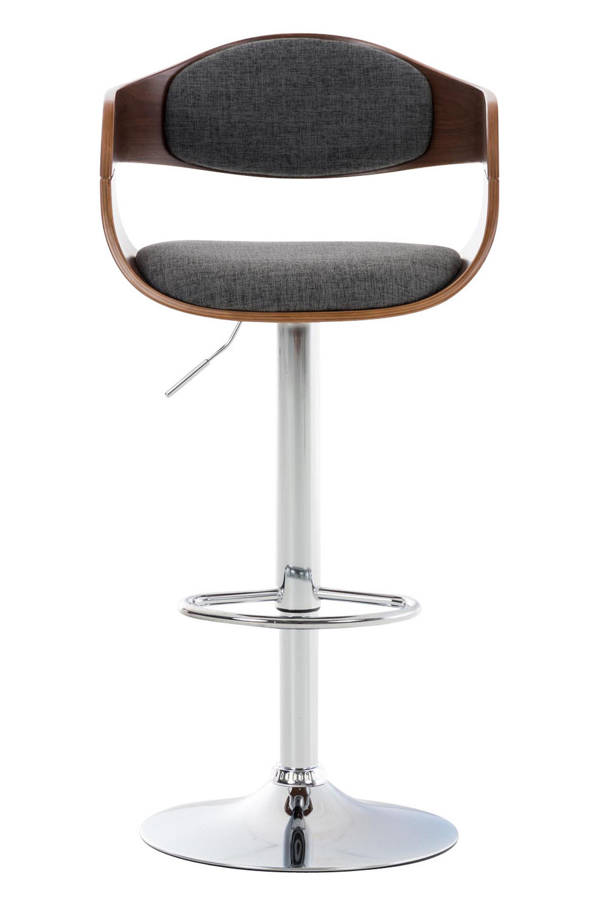 BARHOCKER 2er Set Stoff walnuss/hellgrau - Chromfarben/Walnussfarben, Textil/Metall (50/88/48cm) - CLP