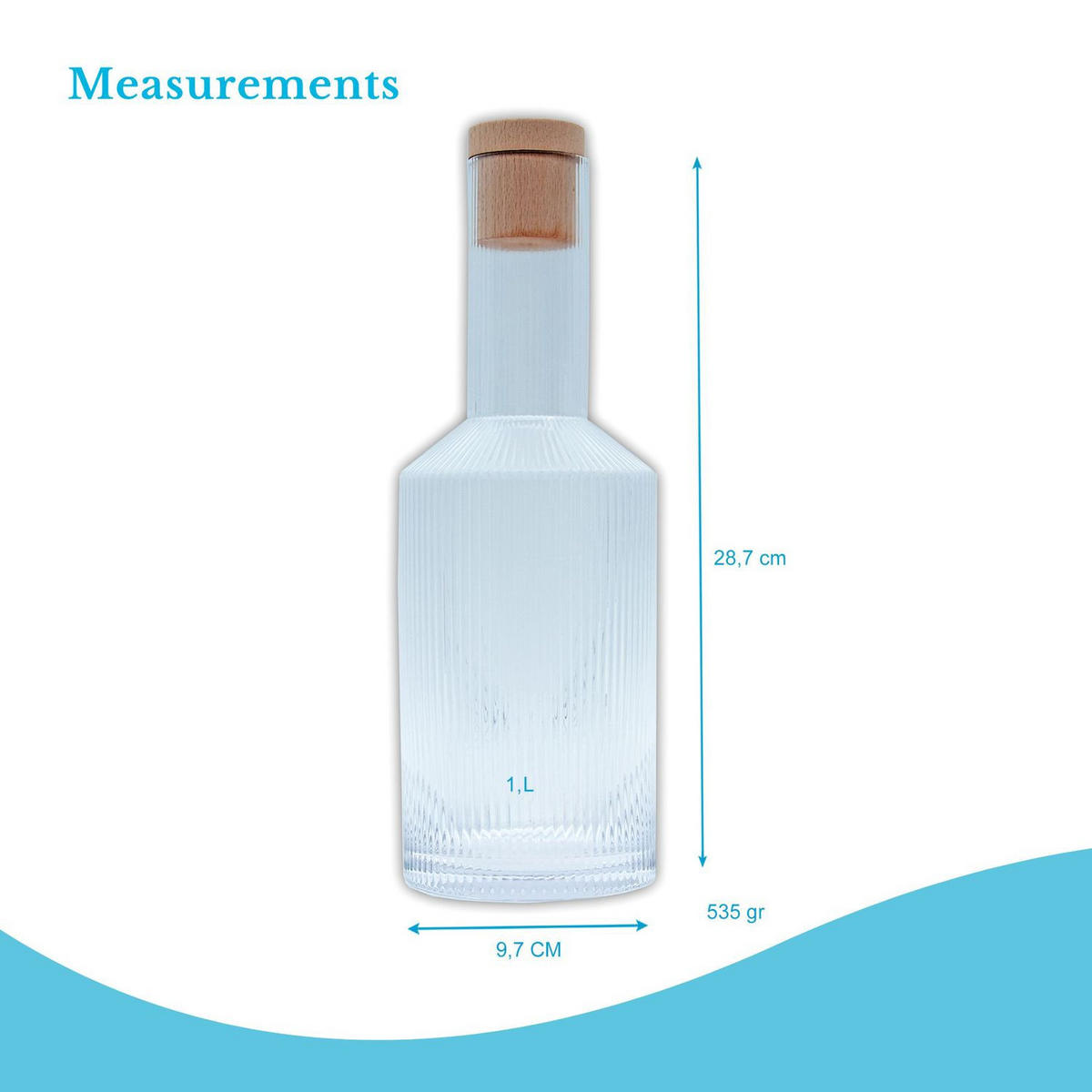 GLASKARAFFE mit goldenen Rand und Korken 1.7 Liter - Transparent, Glas (1.7L) - Intirilife