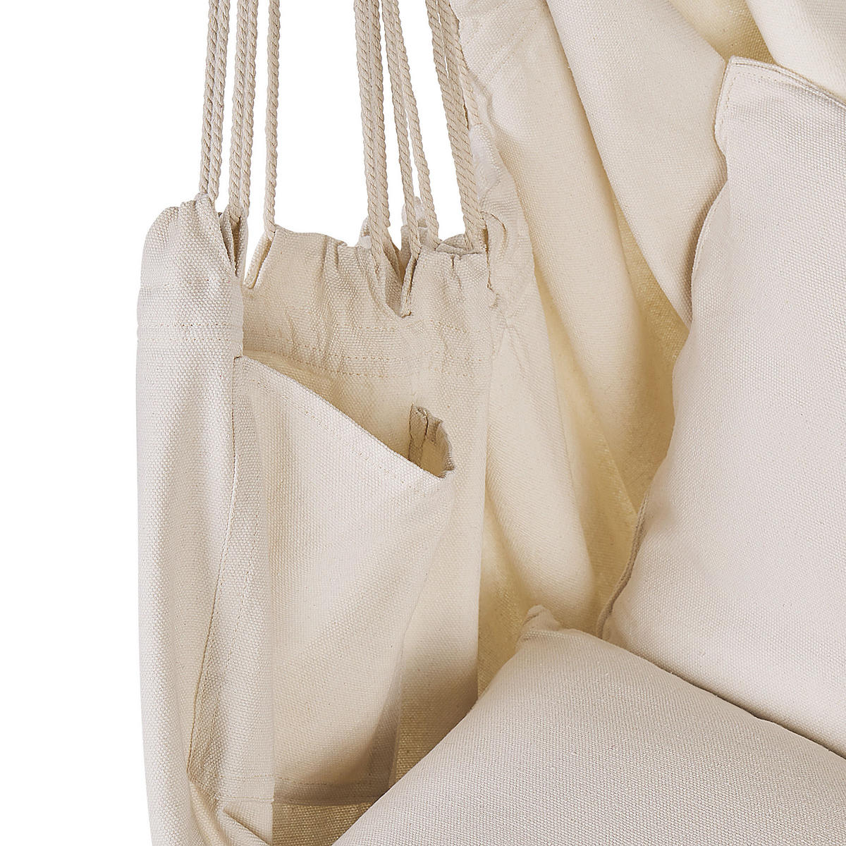 MAKRAMEE Hängesessel mit Kissen Baumwolle beige Bonea - Beige, Textil (95/125/55cm) - Beliani