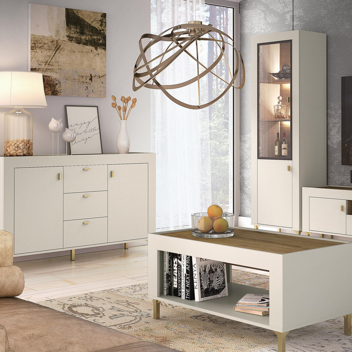 NACHTTISCH Monta mit 1 Tür , Kaschmir - Kaschmir, Holzwerkstoff (48/47/36cm) - Beautysofa