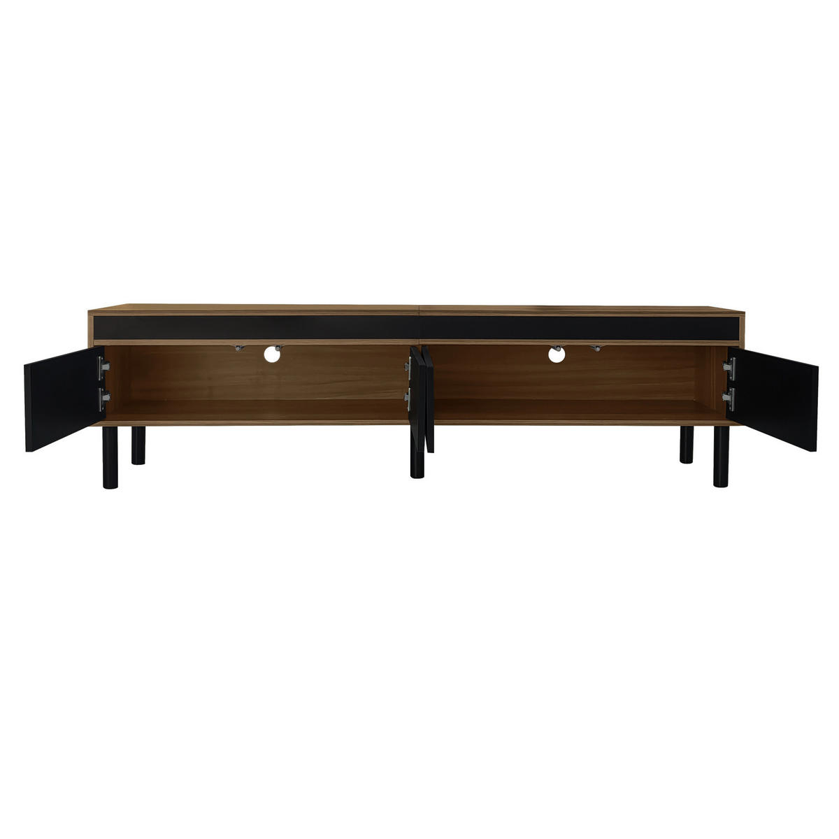TV-SCHRANK mit 4 Türen 170 x 38 x 47,7 cm Schwarz/Natur - Schwarz, Holzwerkstoff (38/47/170cm) - Beauniv