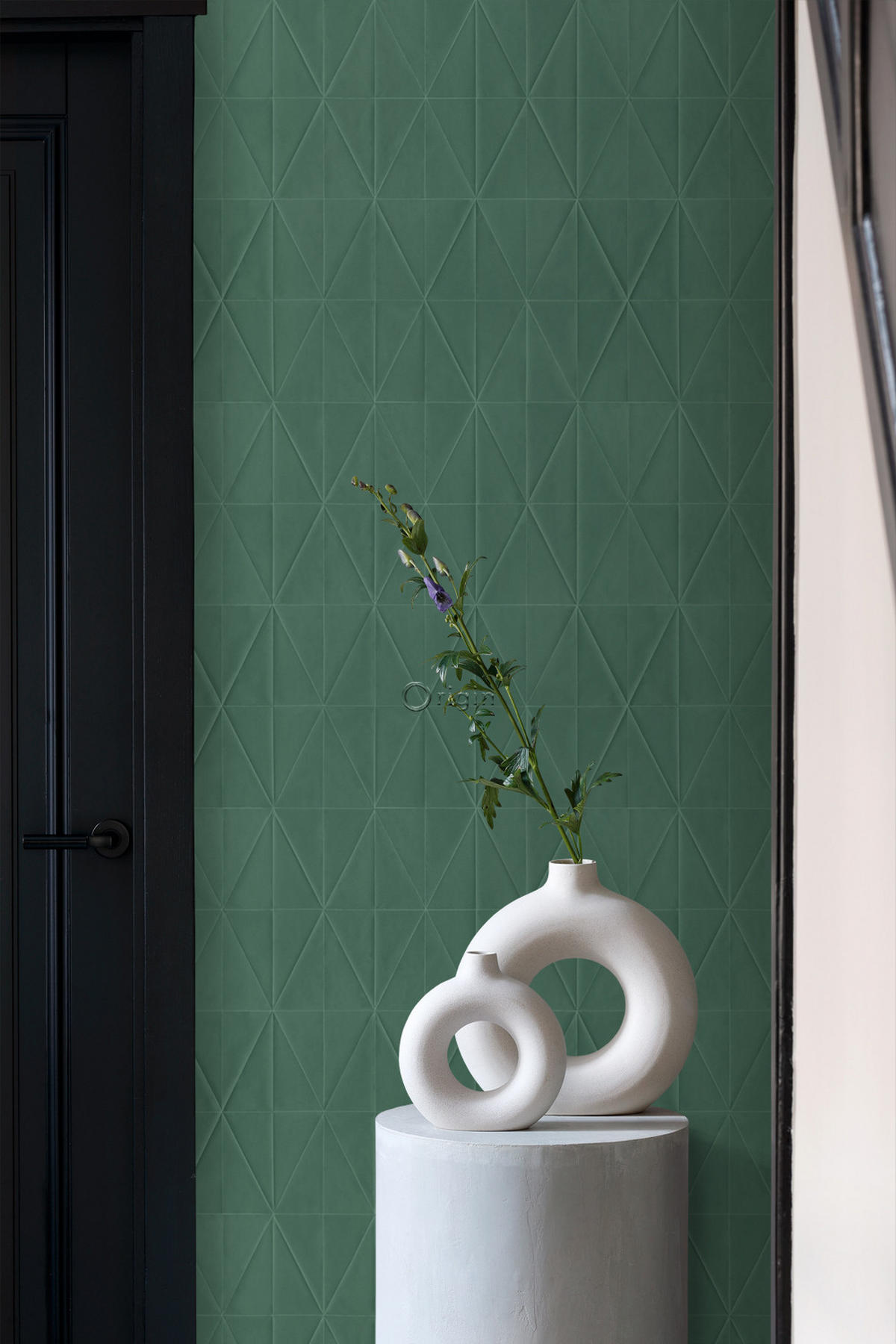 TAPETE Origami-Muster 53 cm x 10.05 m - Grün, Papier (53/1000cm) - Origin Wallcoverings