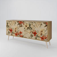 SIDEBOARD BLOOMING HARMONY, Eicheneffekt, 164,5x42x77,5 cm, 3 Türen - Eichefarben/Buchefarben, Holzwerkstoff/Buchenholz (164.5/77.5/42cm) - SpaceRebels