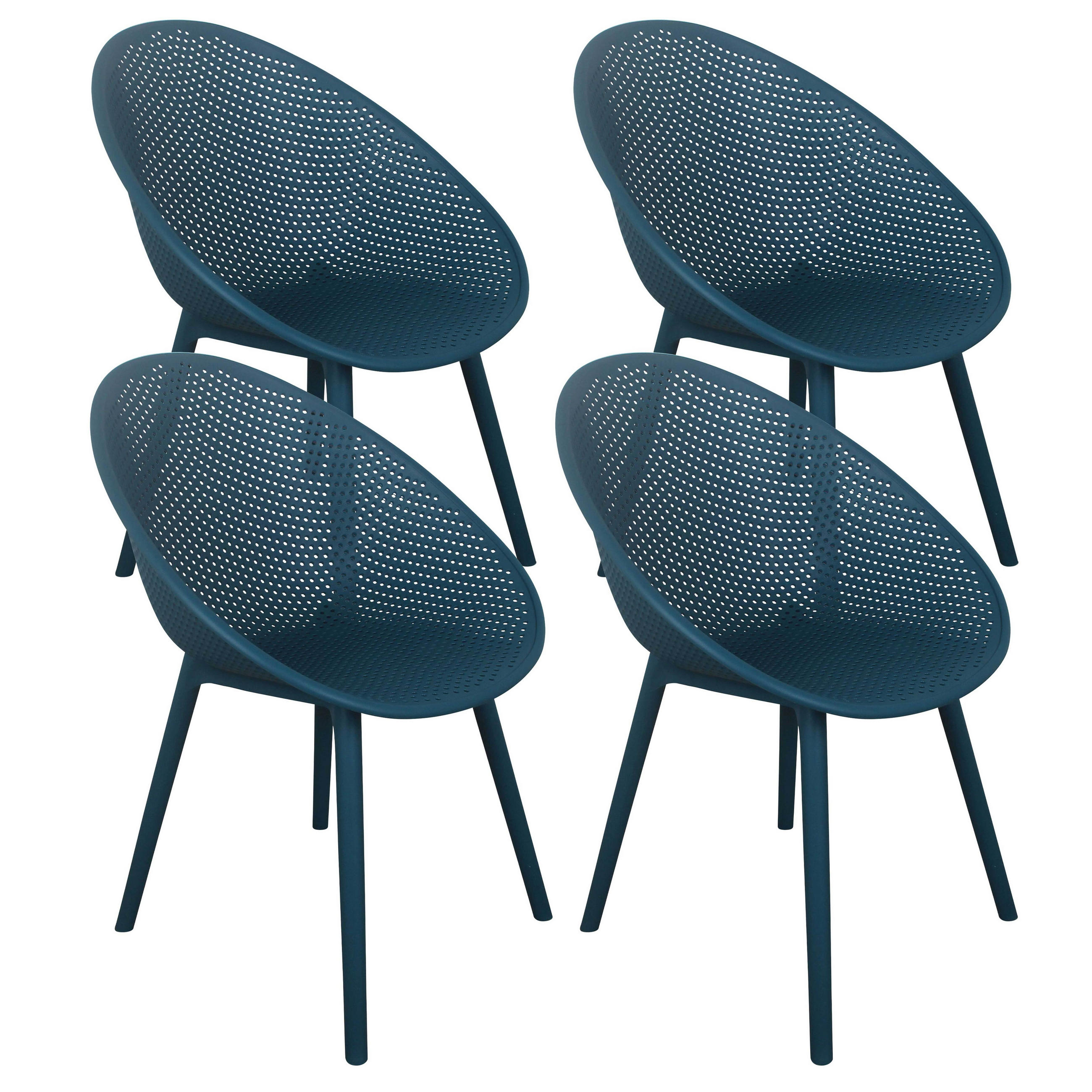 GARTENSTUHL 4-tlg., Blau - Blau, Kunststoff (59/59cm) - Oviala
