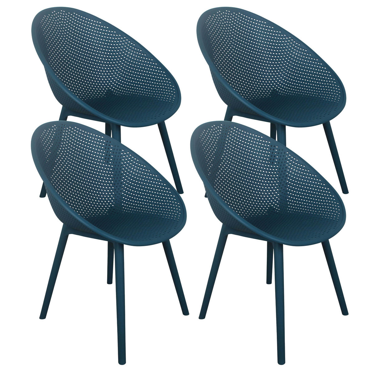 GARTENSTUHL 4-tlg., Blau - Blau, Kunststoff (59/59cm) - Oviala