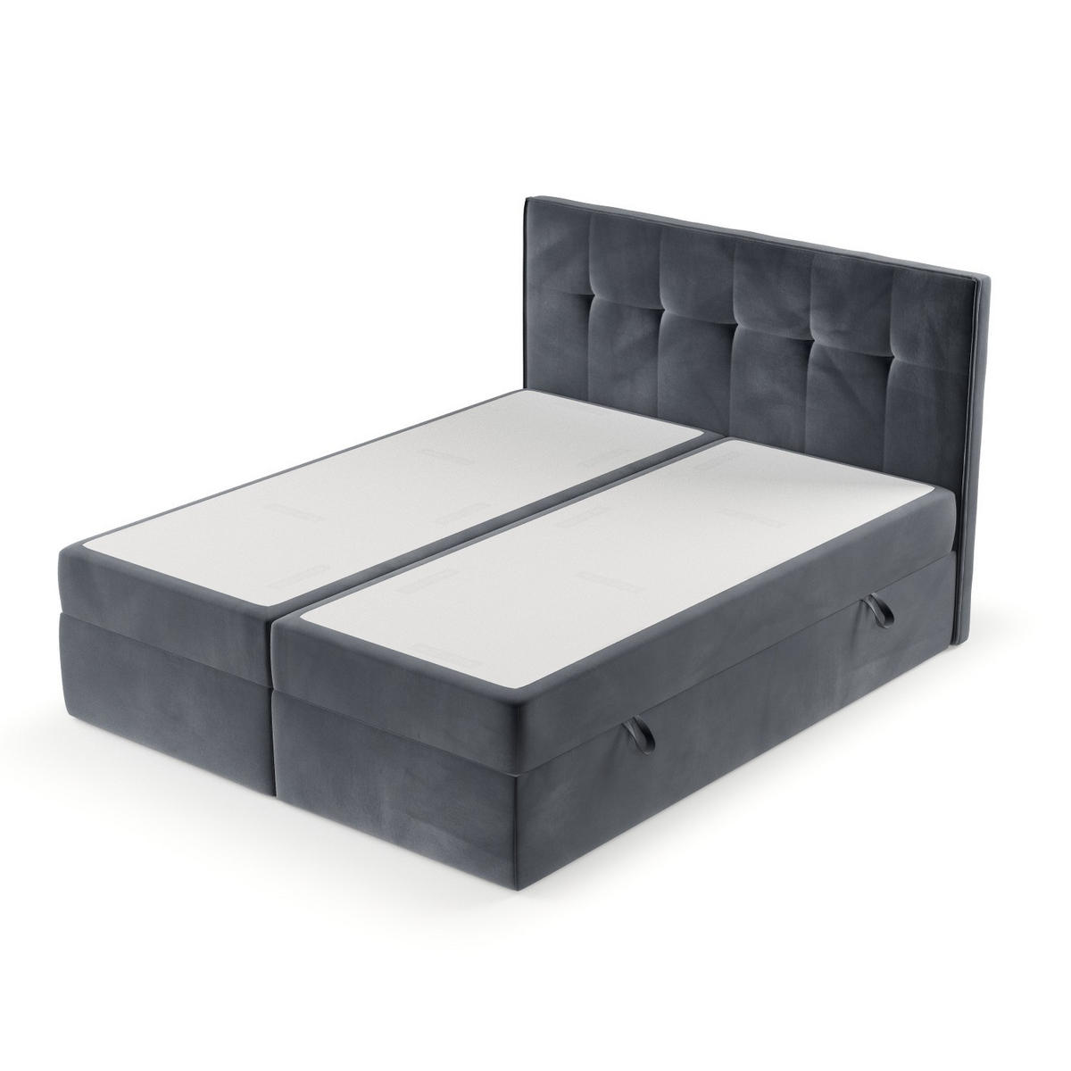 BOXBETT Mireo 140/200 cm Dunkelgrau im Kronos Stoff - Dunkelgrau/Schwarz, Holz/Holzwerkstoff (140/200cm) - AltaBeds