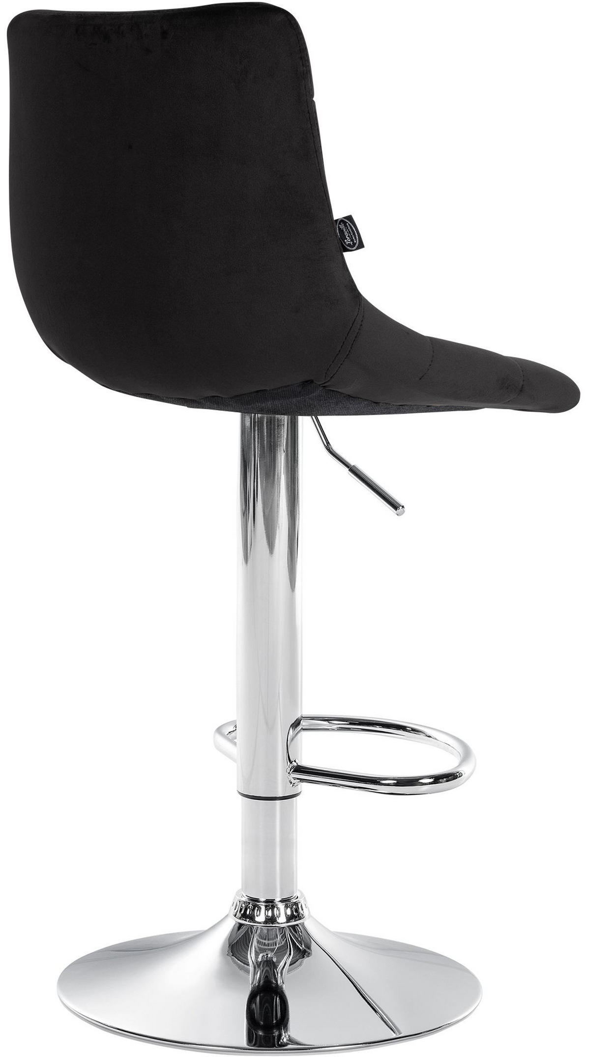 BARHOCKER Samt schwarz - Chromfarben/Schwarz, Textil/Metall (43/87/46.5cm) - CLP