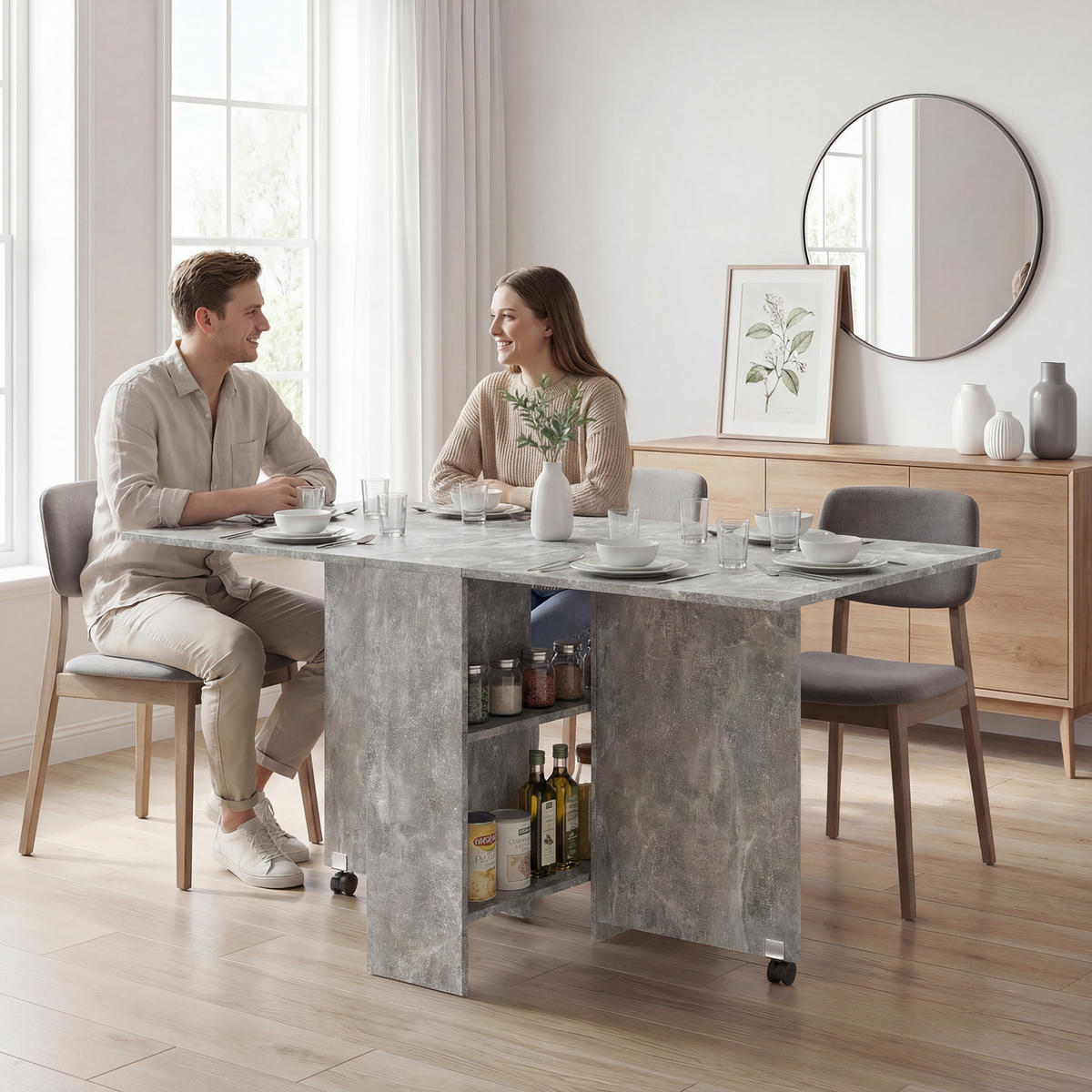 ESSTISCH Grau 1 Stück - Grau, Kunststoff (140/75/74cm) - GiPP