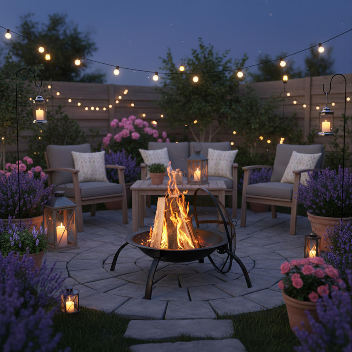 FEUERSCHALE - Schwarz, Textil/Metall (60/42.5/60cm) - Relaxdays