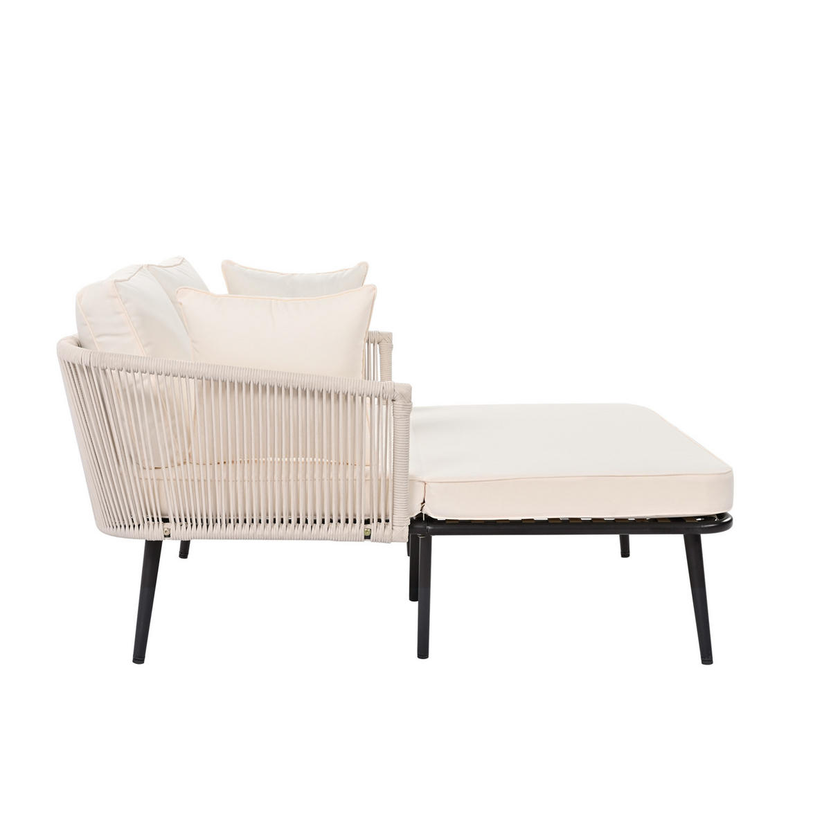 SONNENLIEGE aus Stahl & Polyester 120x130x67cm in Beige - Beige, Textil (120/67/130cm) - Modfu