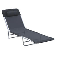 SONNENLIEGE aus Stahlrohr 182x56x24,5 cm in Schwarz mit verstellbarer Rückenlehne - Schwarz, Metall (56/24.5/182cm) - Modfu