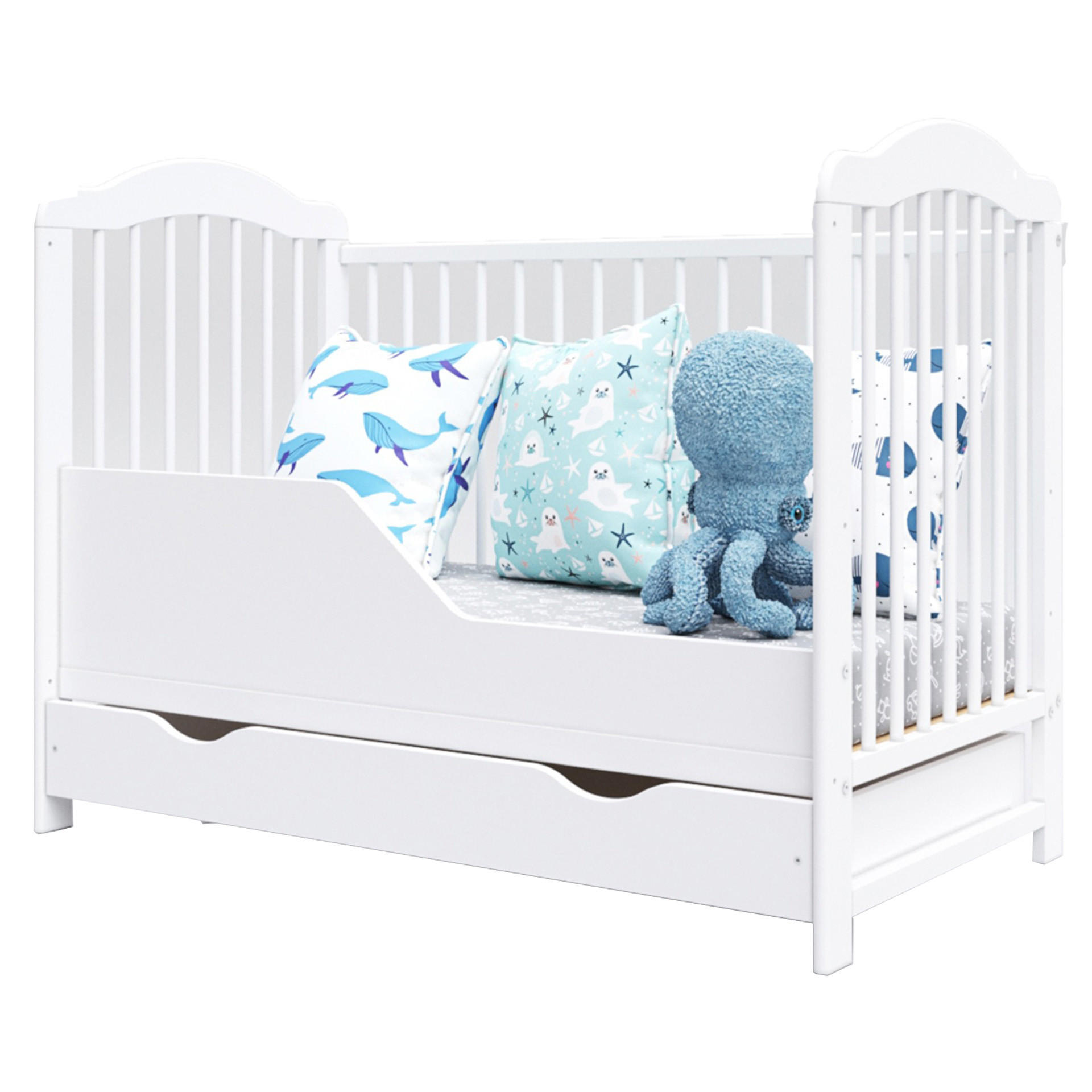 BABYBETT Chiara , Mitwachsendes, mit Schublade Weiß - Weiß, Holz (60/120cm) - Premiers Moments