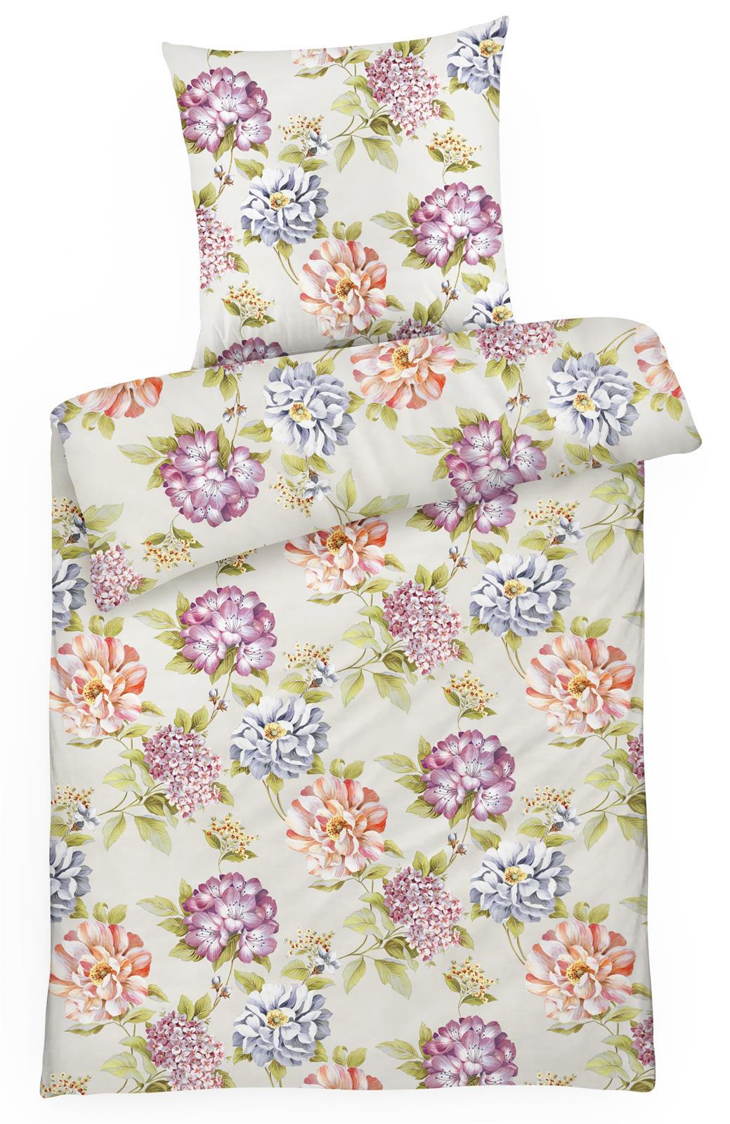 MAKO-SATIN-BETTWÄSCHE 155x220 Bettbezug geblümte Baumwolle bunte Blumen - Made in Germany - Multicolor, Textil (155/220cm) - Carpe Sonno