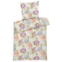 MAKO-SATIN-BETTWÄSCHE 135x200 Bettbezug geblümte Baumwolle bunte Blumen - Made in Germany - Beige, Textil (135/200cm) - Carpe Sonno