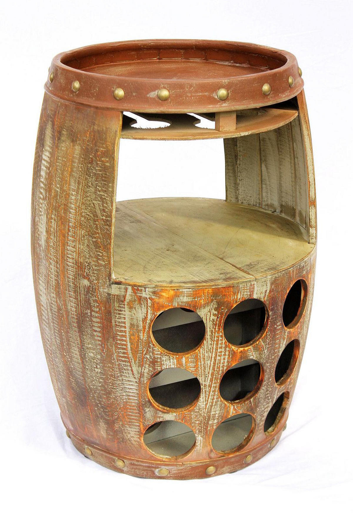 WEINREGAL Weinfass Holz Braun 48/48/70 cm - Braun, Holz (48/70/48cm) - DanDiBo