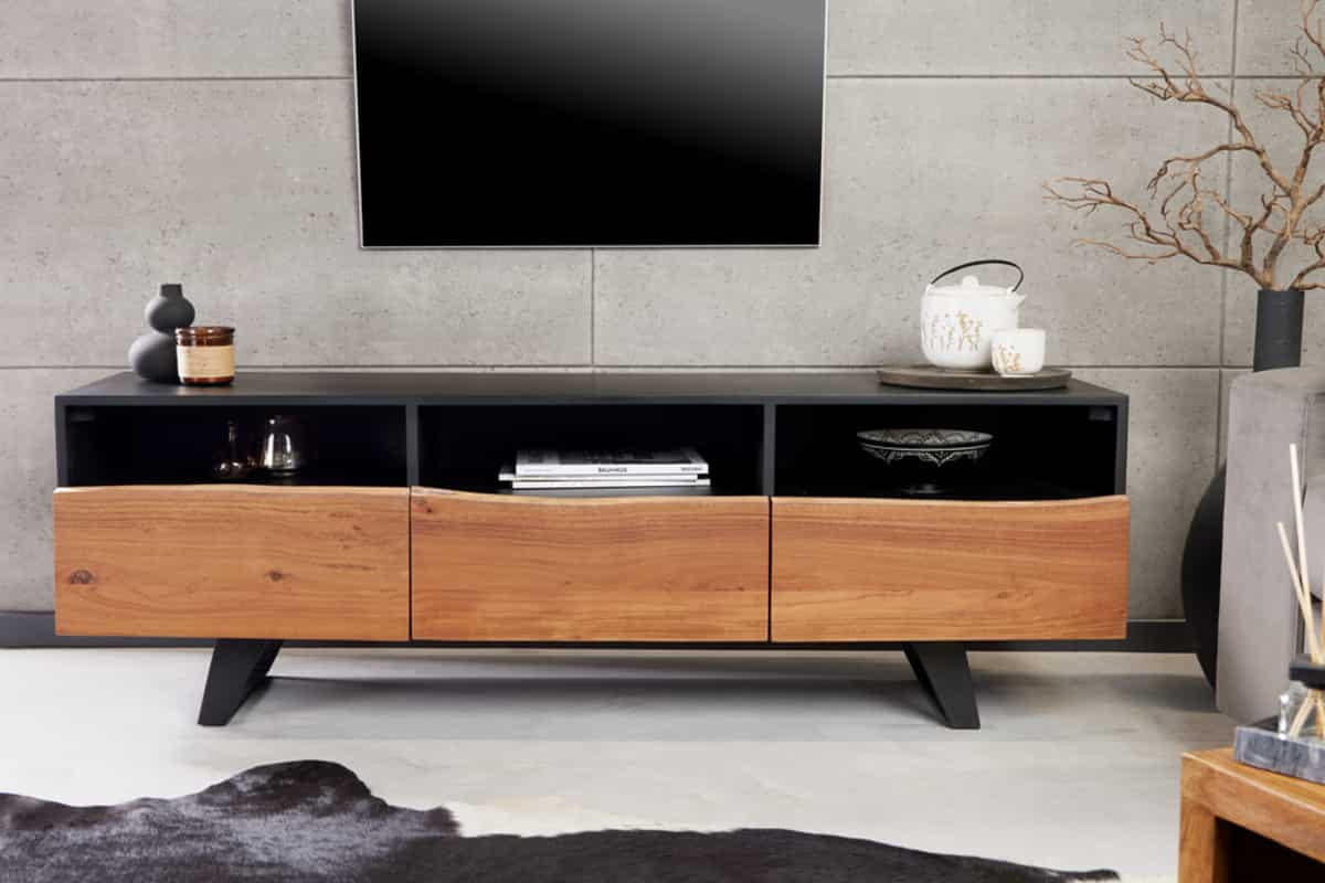 TV-LOWBOARD ORGANIC ARTWORK Akazie 140cm - Schwarz/Braun, Holz/Metall (140/50/40cm) - riess-ambiente