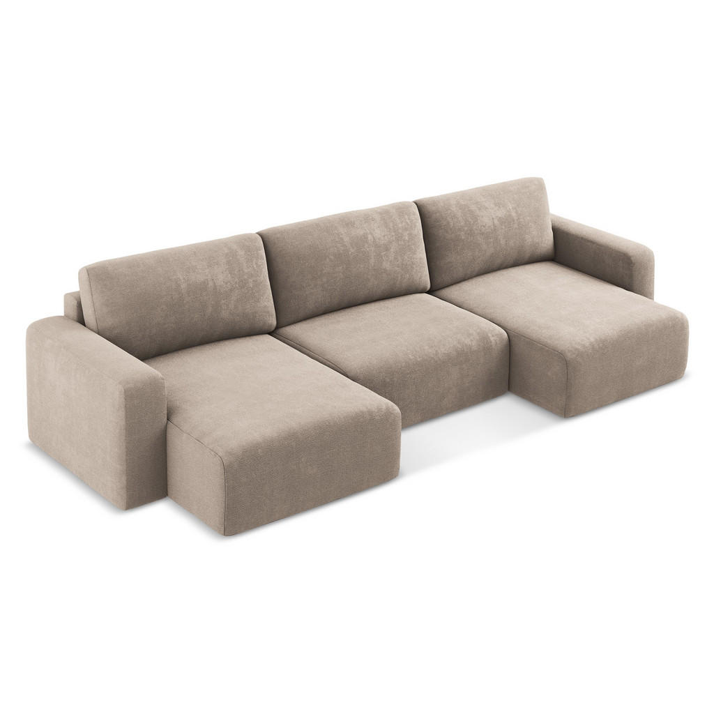 Thumbnail - Makamii Wohnlandschaft, Cappuccino, Textil, 4-Sitzer, Füllung: Schaumstoff, U-Form, 332x79x149 cm, Made in EU, Wohnzimme...