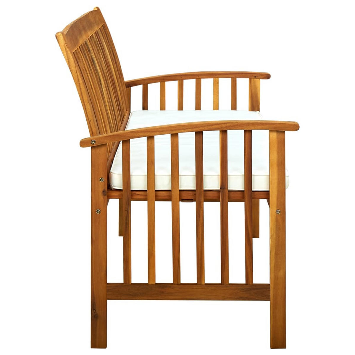 GARTENBANK Mit Kissen 147 Cm Massivholz Akazie - Creme/Braun, Holz/Textil (147/90/64cm) - vidaXL