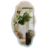 SPIEGEL 90x45 cm asymmetrisch mit Druck - Pflanzenrelaxation - Transparent, Glas (45/90/0.4cm) - TULUP