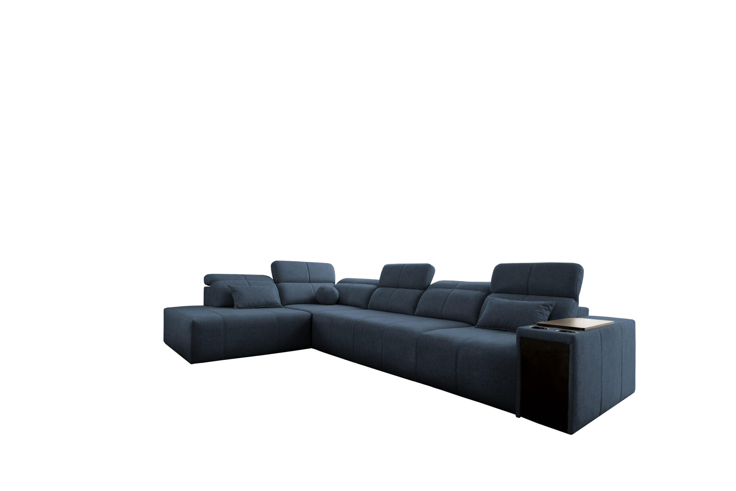 ECKSOFA L-Form Mindy XI Mit Schlaffunktion Und Verstellbarer Rückenlehne Stoff Verita Blau Links - Blau, Holz/Textil (230/350cm) - Kaiser Möbel