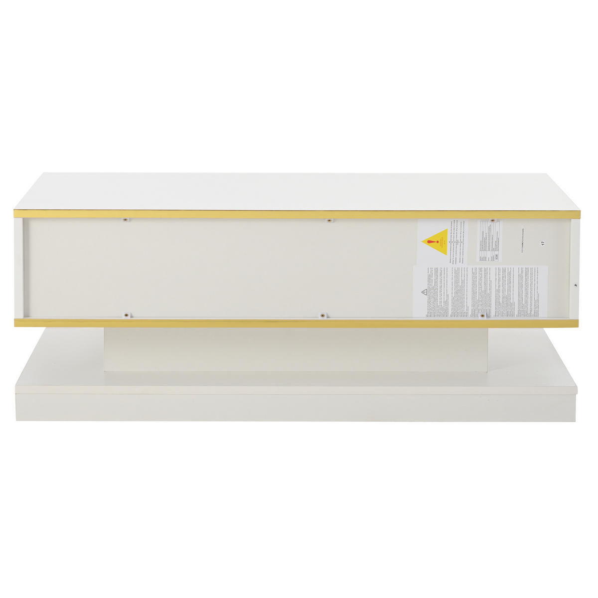KLUBSKI stolić 100/50/38 cm toplo bijeli od iverala s 2 ladice i visokim sjajem - bijela, drvni materijal (100/50/38cm) - OKWISH