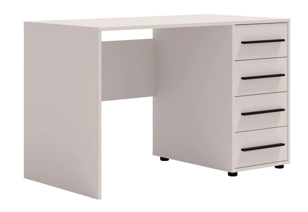 SCHREIBTISCH Modena 120x60 in Kaschmirfarbe mit Schubladen - Kaschmir/Schwarz, Holzwerkstoff/Kunststoff (60/120/75cm) - Ravio