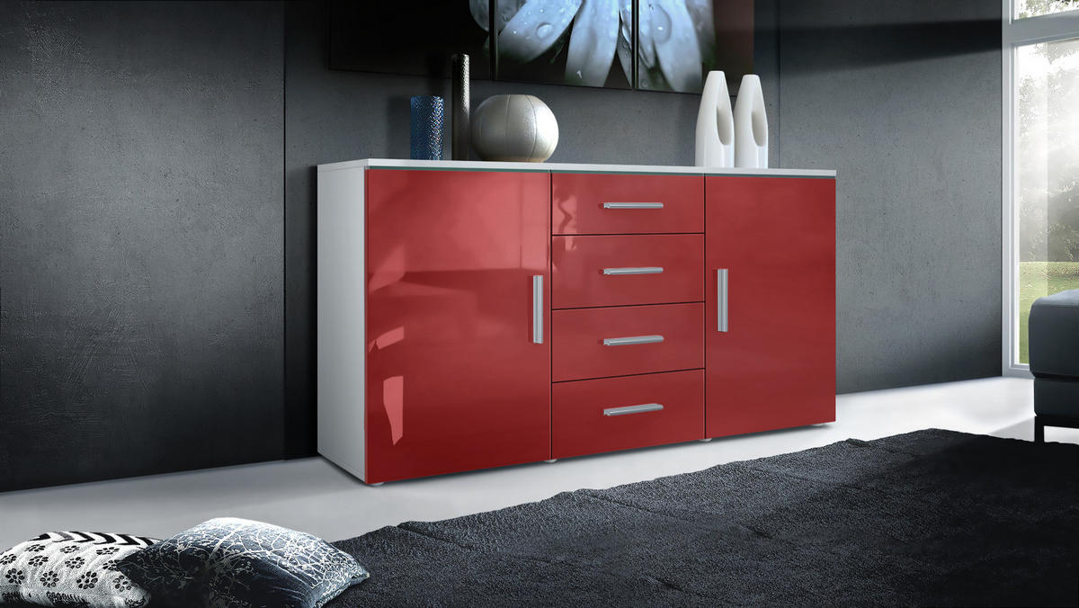 SIDEBOARD Verona Bordeaux Hochglanz - Bordeaux, Holzwerkstoff (139/72/35cm) - Vladon