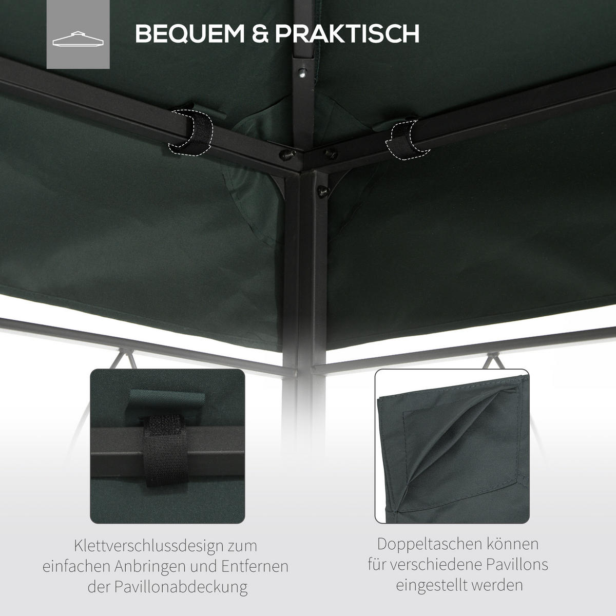 ERSATZDACH Pavillondach, Polyester, Kohlegrau - Anthrazit, Kunststoff (400/20/300cm) - Outsunny