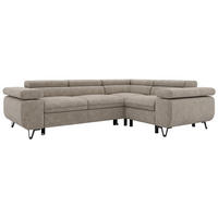 ECKSOFA FALCO L - Greige Stukture - Rechts Seite - Greige/Schwarz, Textil/Metall (268/197cm) - MKS