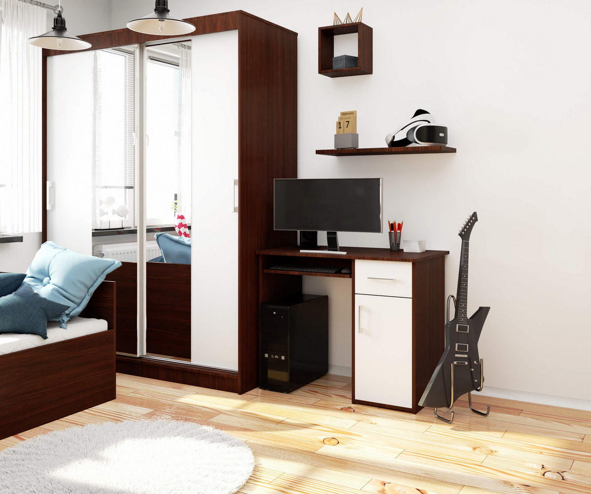 SCHREIBTISCH Dunkelbraun, Weiß 74/90/50 - Dunkelbraun/Weiß, Holzwerkstoff (50/90/74cm) - RAUMHIRSCH FURNITURE