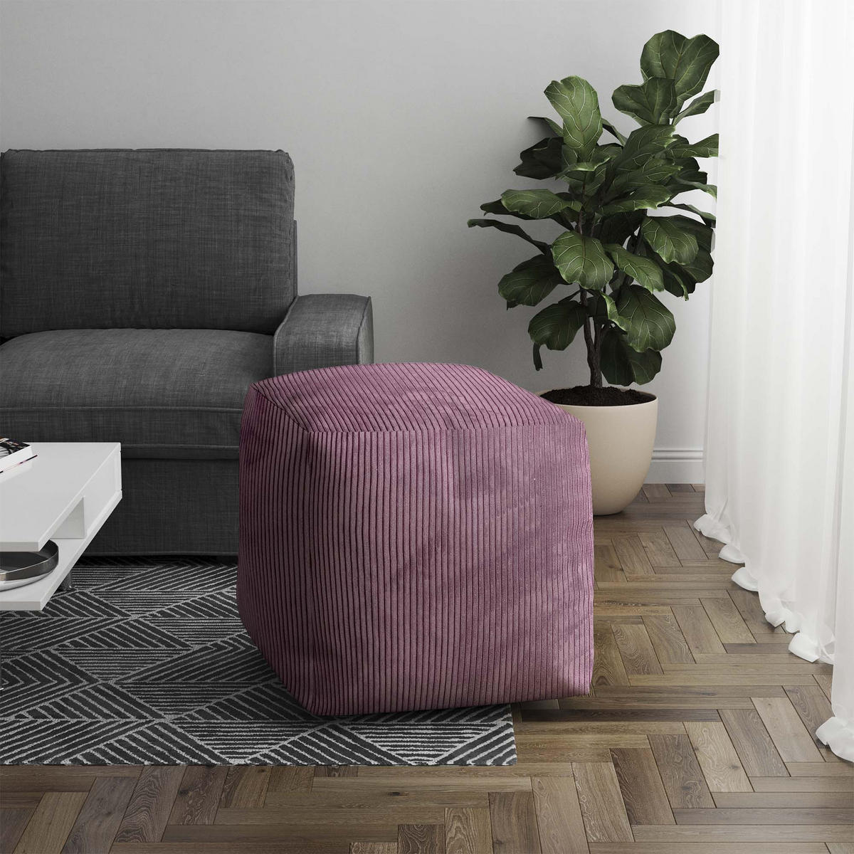 SITZSACK CUBE Plum Smoothie - Pflaume/Violett, Textil (60/60/60cm) - Dreamroots
