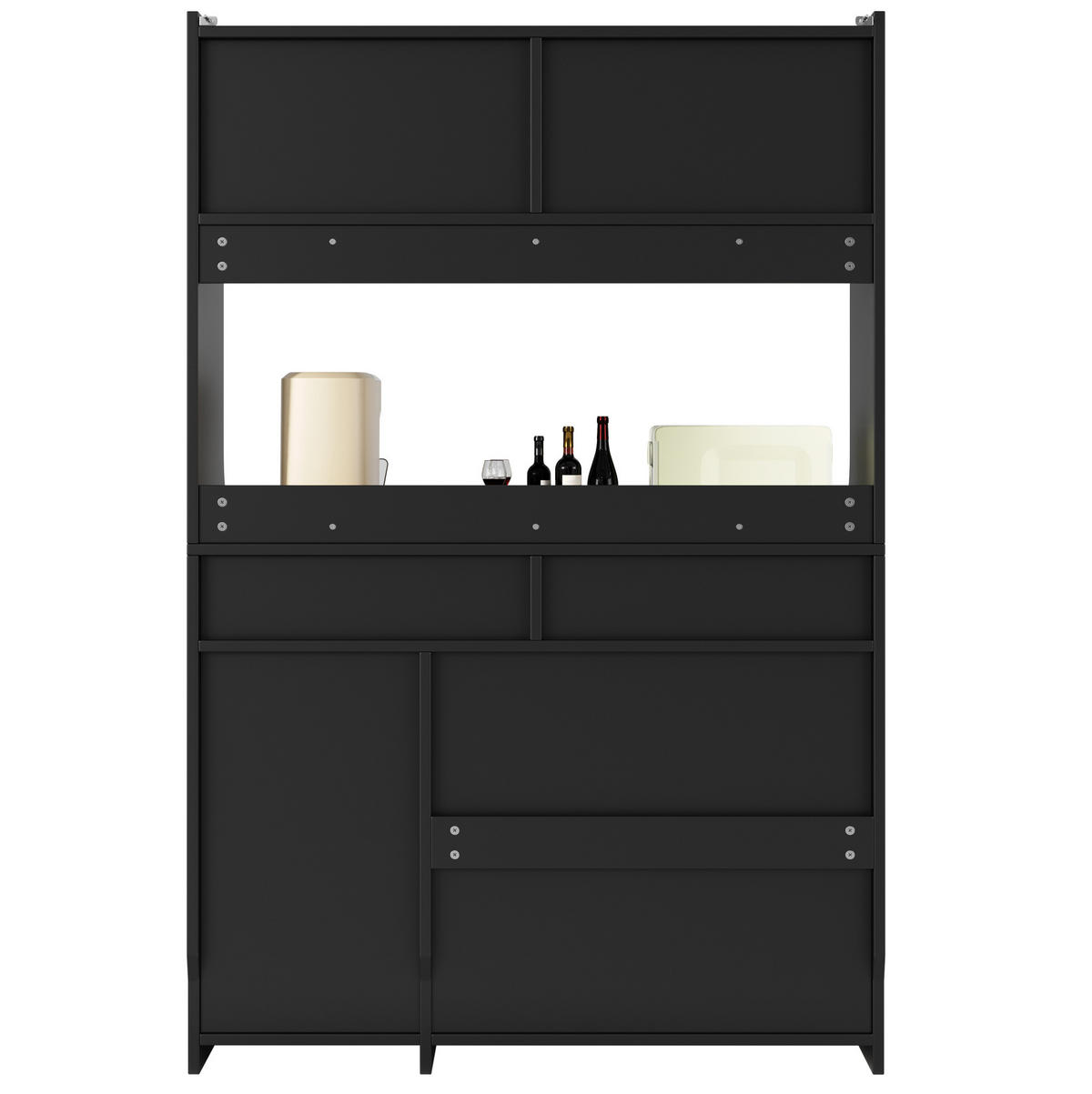 HOCHSCHRANK mit LED-Beleuchtung 120 x 40 x 180 cm Schwarz - Schwarz, Holzwerkstoff (40/180/120cm) - Meubliv